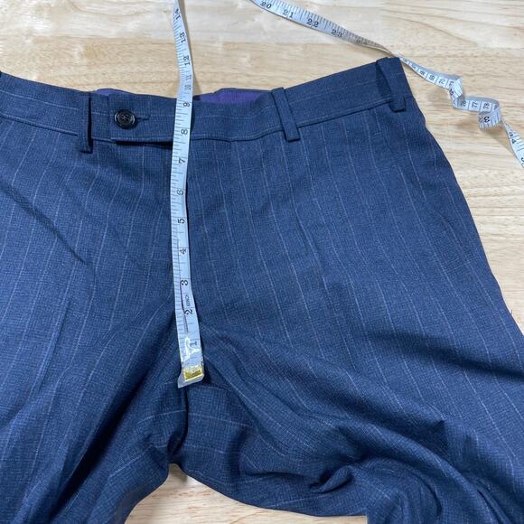Ted Baker NWOT Karl CT Striped 100% Wool Pant Size 31S Blue Stripe Made in Italy - Picture 7 of 9